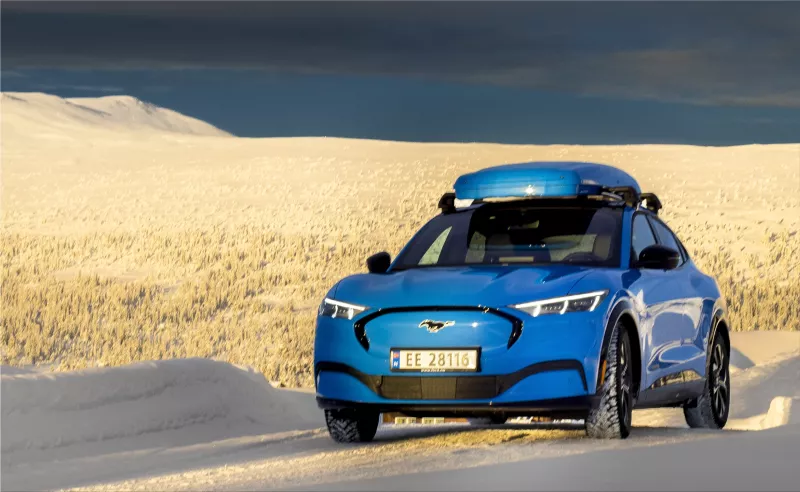 Ford Mustang Mach-E electric SUV in winter